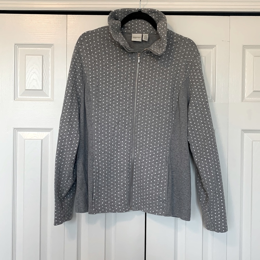 Polka dot zip up light jacket